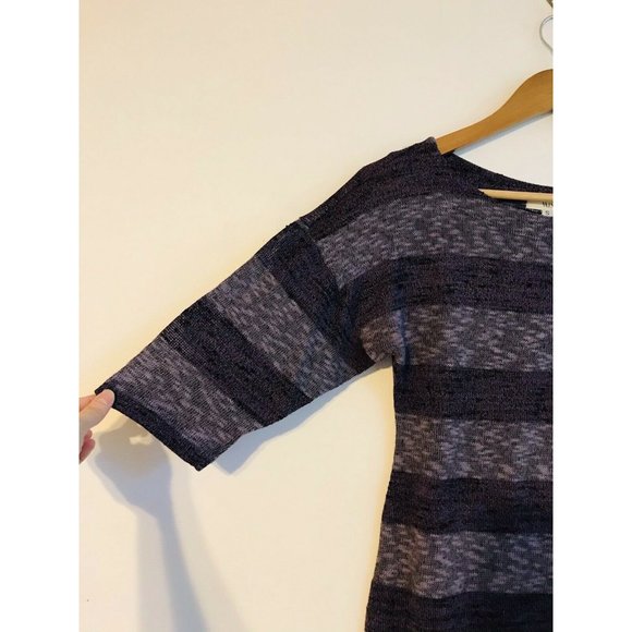 Vain Womens Purple Small 1/2 Sleeve Stripes Knit Shirt - Picture 2 of 5